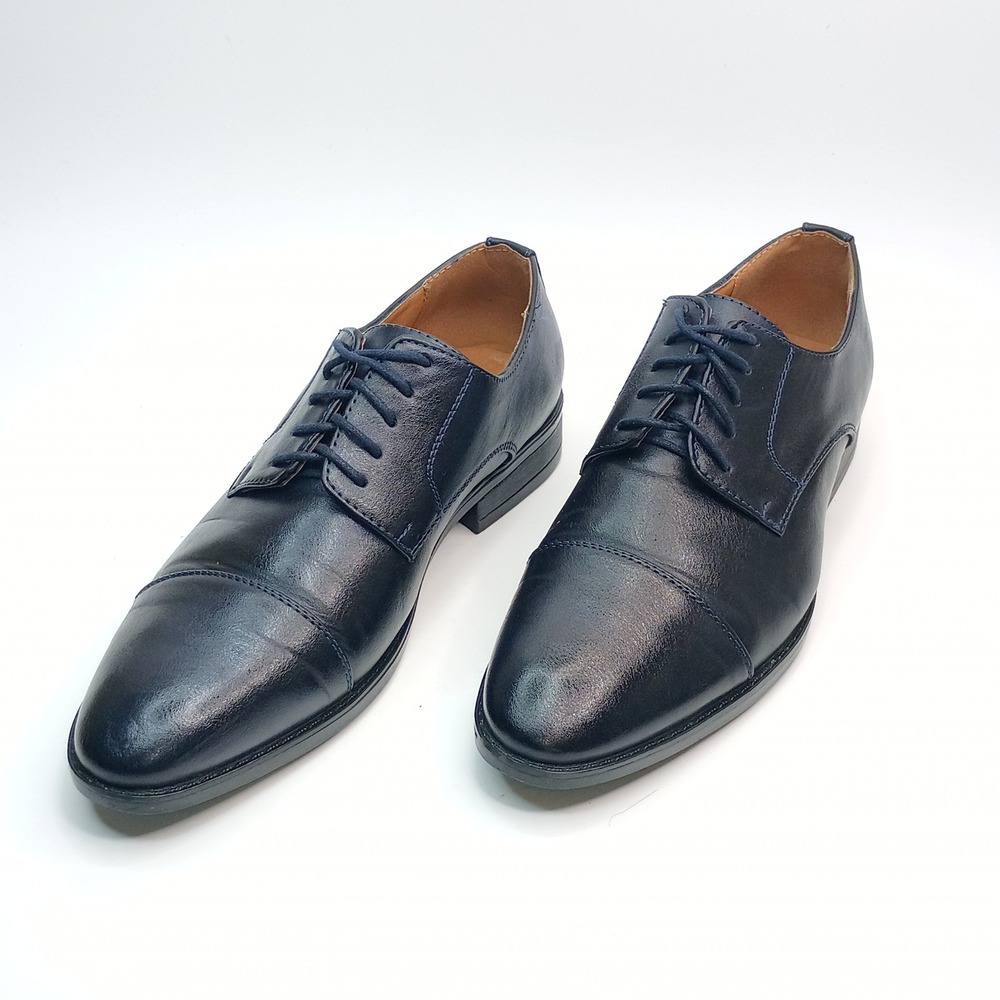 Alain Dupetit Powder‎ 01 Oxford Men Size 8 Navy Blue Cap Toe Dress Shoes